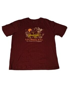 Levi's Short-Sleeve Maroon Tee with Yellow Mountain Graphic